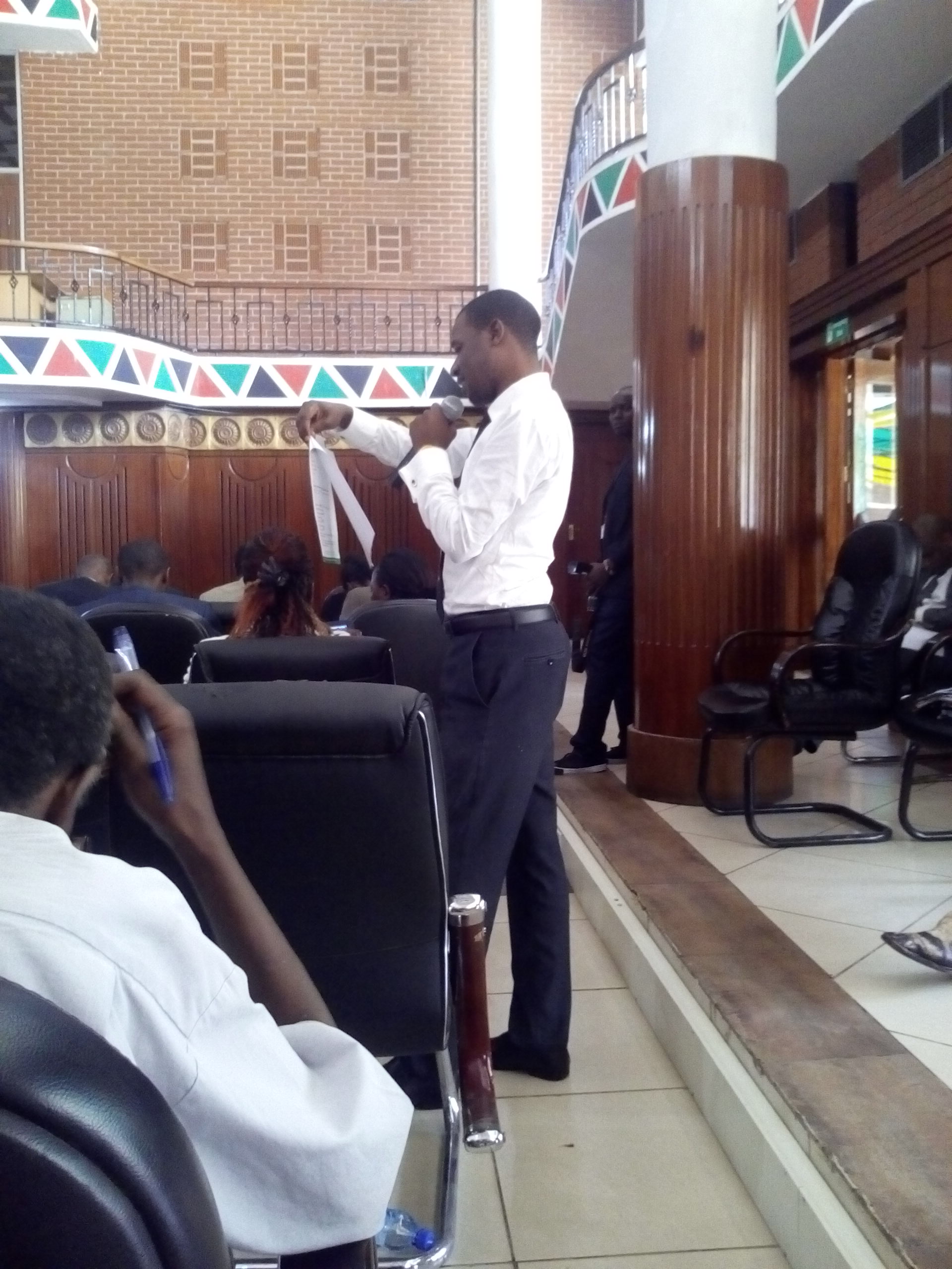 Photo: Dan Orogo, a participatory budgeting champion making his submissions in Nairobi, Kenya.