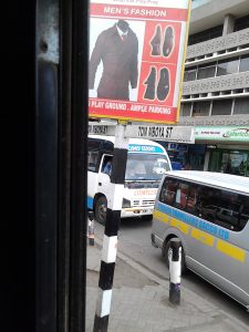 Matatus parked at Tom Mboya Street in Nairobi. 