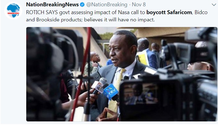 CS Treasury assuring Kenyans that NASA boycott will not have any effect on the economy. 