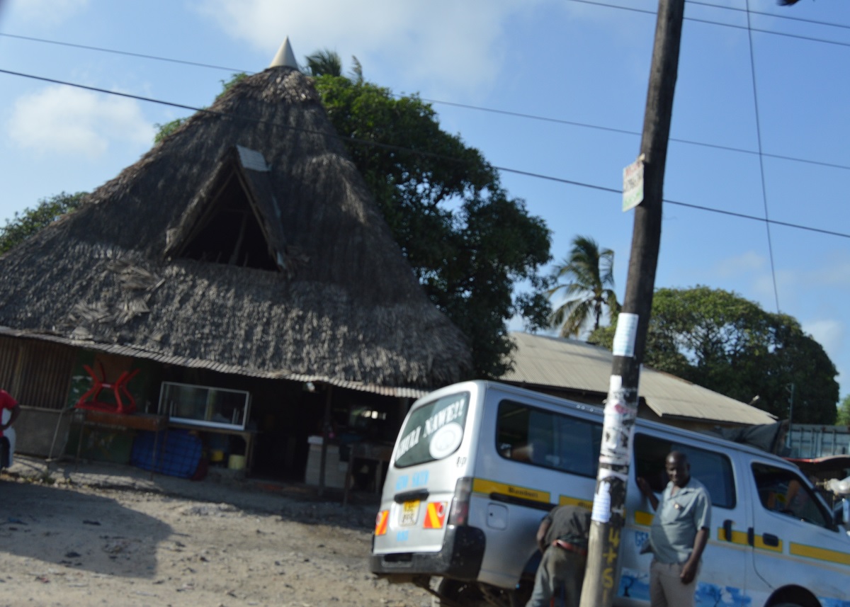 Photo: Swahili housing whose main feature is a roof thatched with Makuti. 