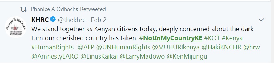 #NotInMyCountryKE