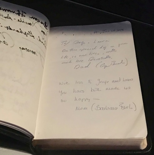 "Artifact of the Day: Bush Family Bible. President George H. W. Bush used this Bible as he swore the oath of office in 1989, placing his hand on the Beatitudes. President Bush gifted it to his son, President George W. Bush, who used it during his inaugurations in 2001 and 2005." - Museum of the Bible