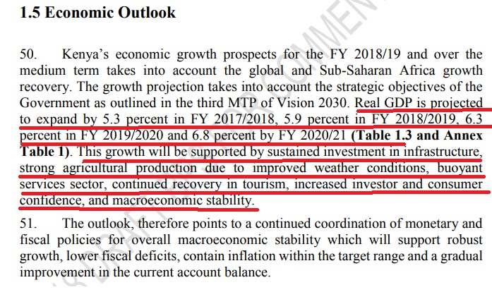 Economic out look. Source: Budget Policy Statement 2018 