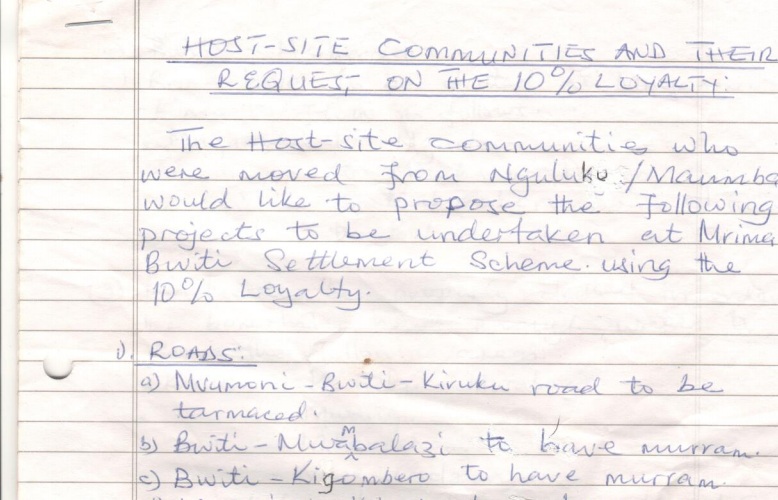 Residents of Bwiti in Kwale County Proposals on Use of 10% Mining Royalty