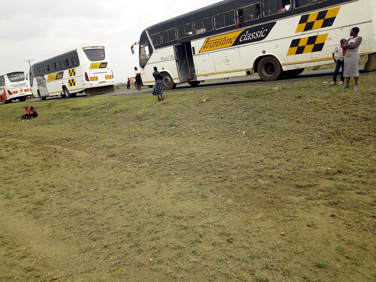 Transline Classic Buses stranded at Suswa after the blocking of road. 