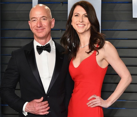 Jeff Bezos and his wife