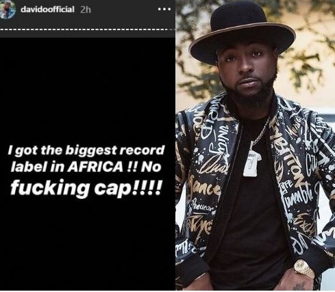 Davido declares he has the biggest record label in Africa