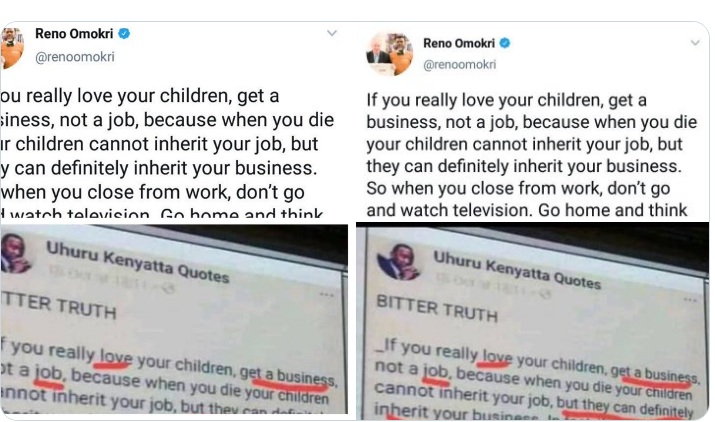 Reno Omokiri calls out Kenyan government for attributing his quotes to President Uhuru Kenyatta