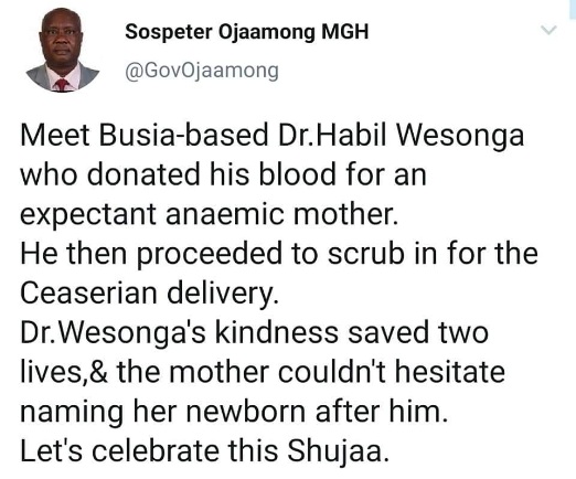 Kenyan doctor donates blood to an expectant anaemic mother
