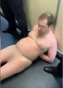 naked man Moscow Airport  tries to board a plane