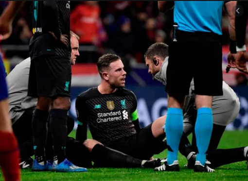 Liverpool midfielder Jordan Henderson to be sidelined for three weeks due to a hamstring injury