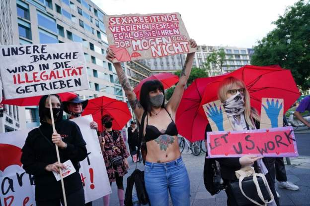 Sex workers in Germany take to the streets demanding brothels to be allowed to reopen