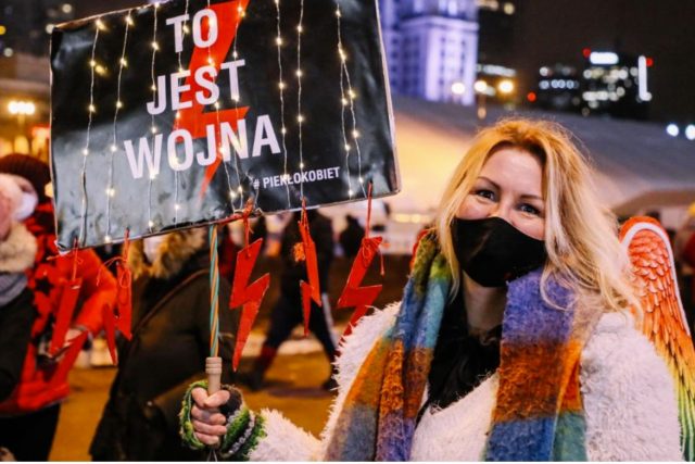 Mass demonstrations  against Poland’s near total ban on abortions