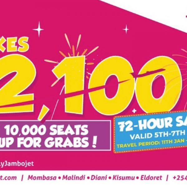 Jambojet Announces Flash Sale Of 10,000 Seat Spaces For Ksh 2,100 Each