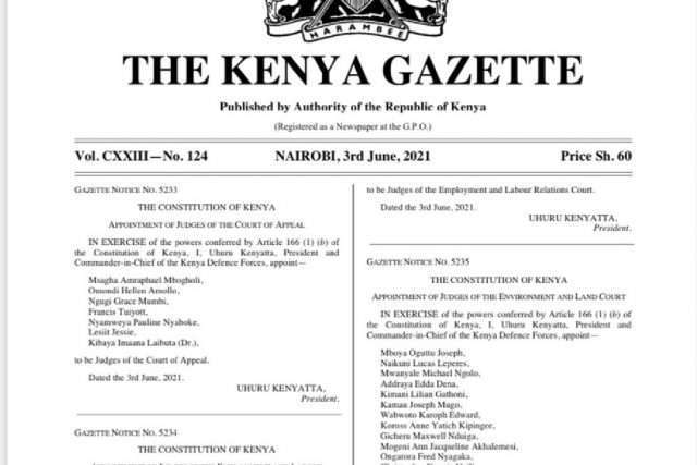 President Uhuru Kenyatta Appoints 33 judges