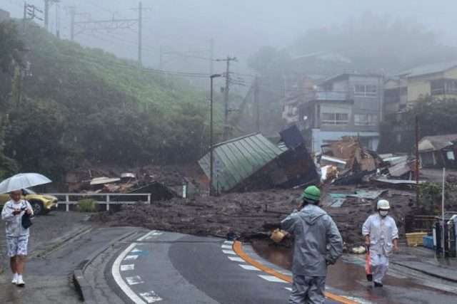 Mudslide swipes homes in Atami City, Japan
