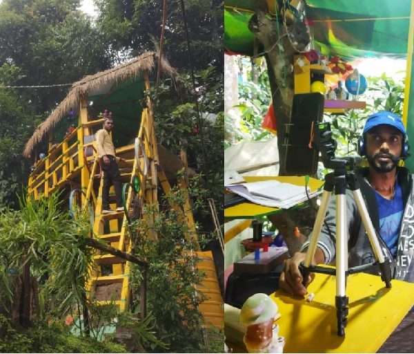 Teacher in India builds tree-house classroom to ensure internet connection