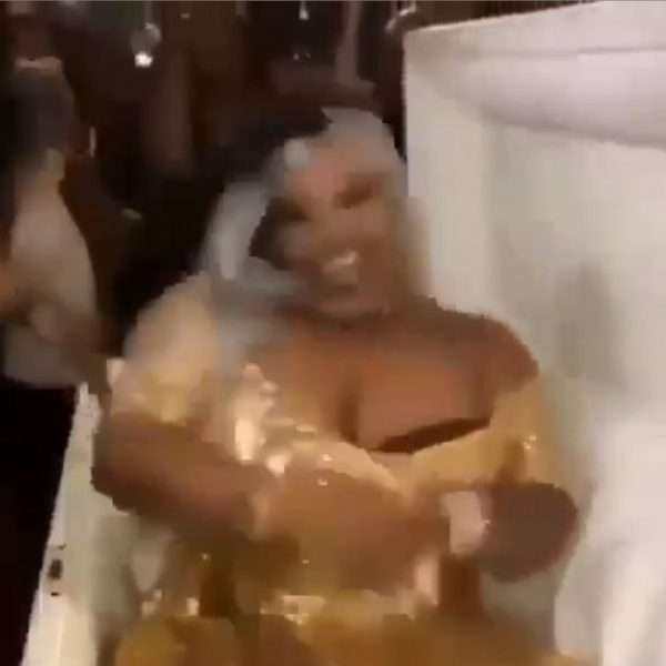 Bride arrives in a coffin on her wedding day