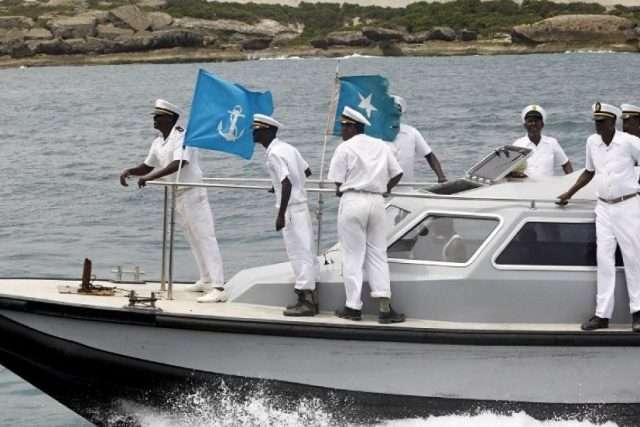 Somalia marine forces seen patrolling the coastal waters after the ICJ ruling