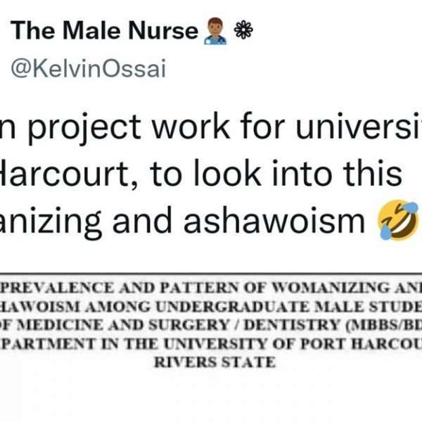 A Nigerian university student picks “Womanizing and Ashawoism” as title for final year project