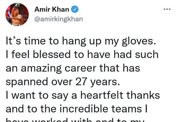 Former world champion, Amir Khan, 35, announces his retirement from boxing