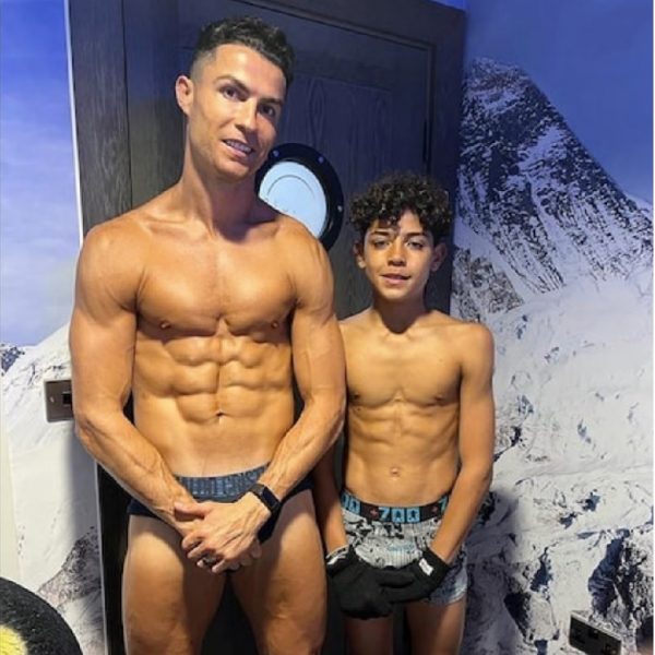 Christiano Ronaldo and son flex ABS after workout session