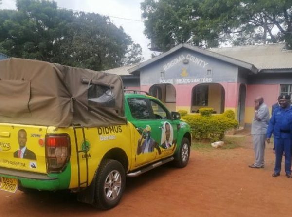 Police are looking for Kimilili MP Didmus Barasa after government vehicle was branded with UDA colors complete with his campaign portrait