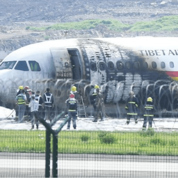 Aeroplane transporting 122 passengers bursts into flames on runway during take-off