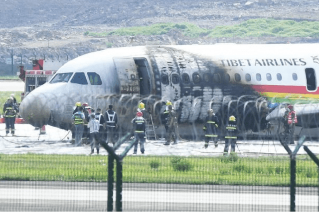 Aeroplane transporting 122 passengers bursts into flames on runway during take-off