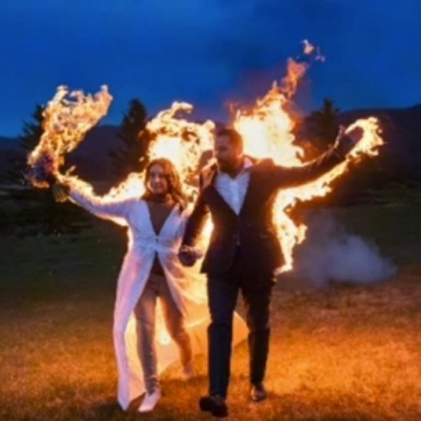Bride and groom set themselves on fire during their wedding
