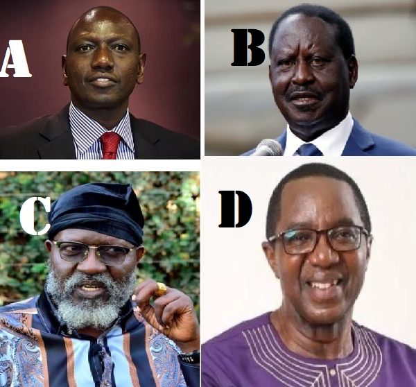 Raila Odinga (Azimio), Wiliam Ruto (Kenya Kwanza), Wajackoyah (roots) and David Waihiga (Agano), who will win the 2022 elections in Kenya?