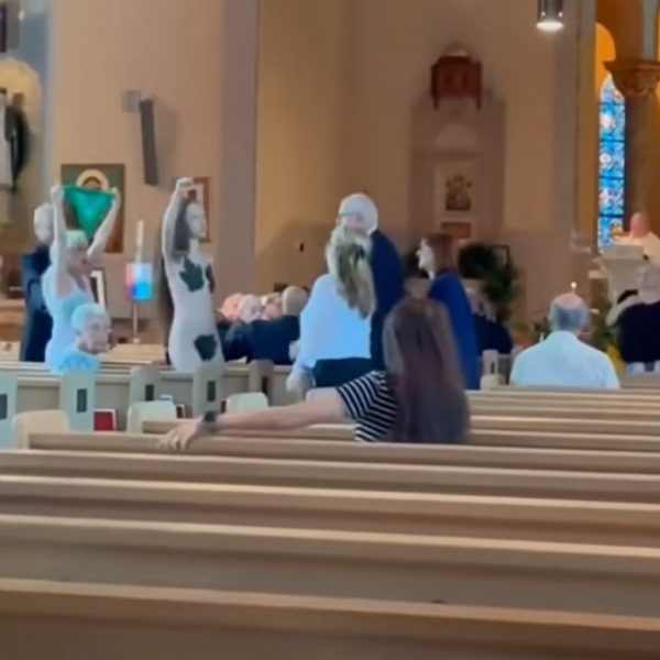 Abortion rights activists strip naked during church service in pro-choice protest