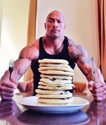 Will the Rock finish all this pancakes?