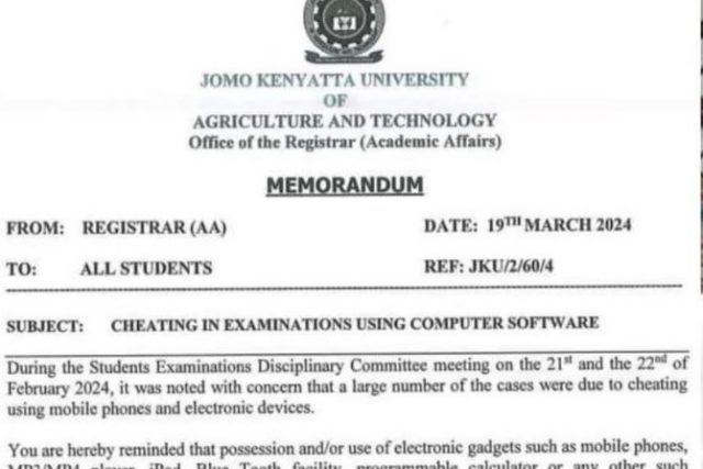 JKUAT students caught using ChatGPT during exams to be Expelled