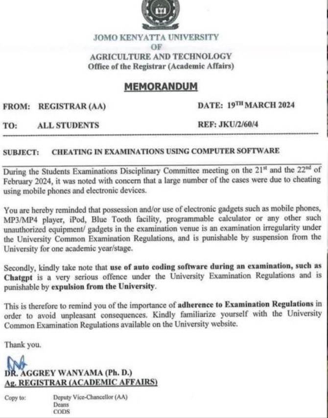 JKUAT examinations