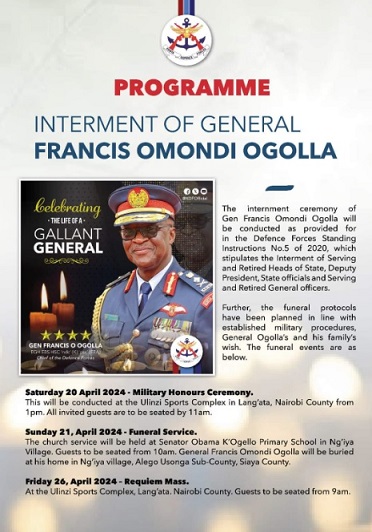 Funeral Program for Gen Francis Ogolla