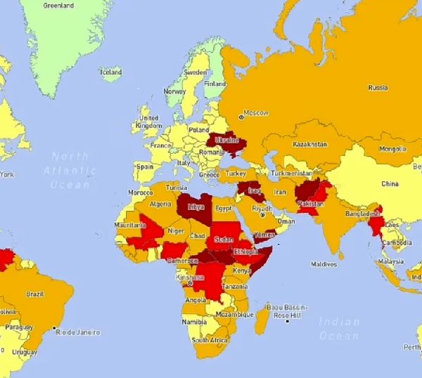 World most dangerous countries to visit in 2024